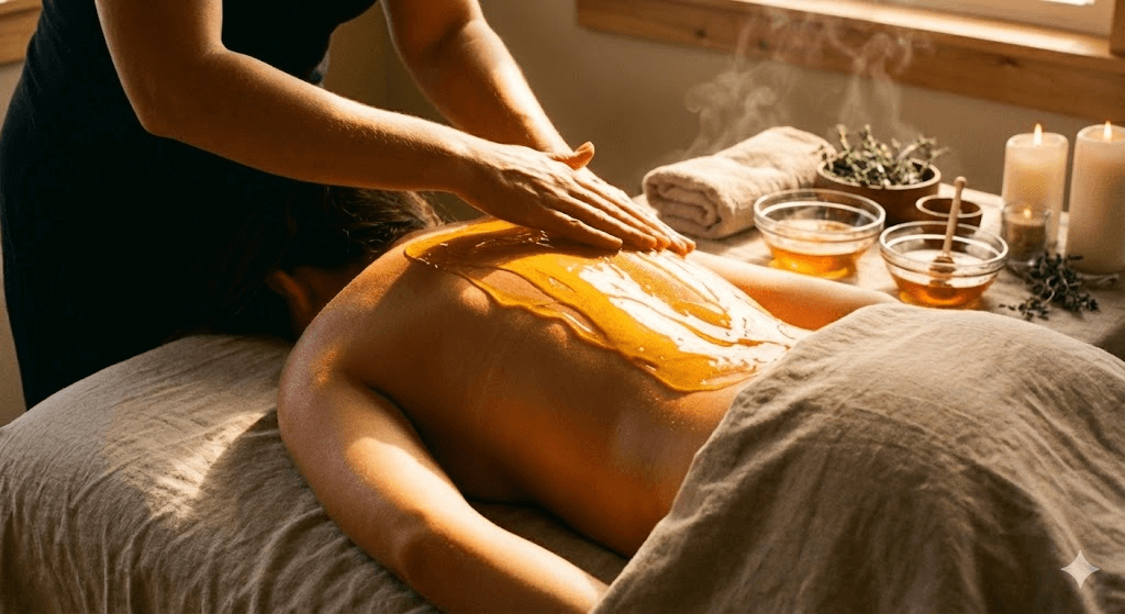 Medová detoxikační masáž zad pro odplavení toxinů a posílení imunity